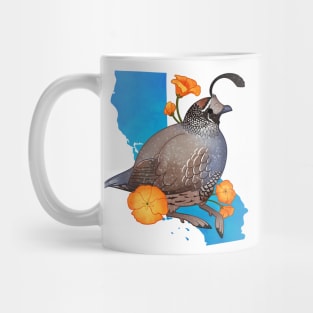 California Quail and Poppies Mug